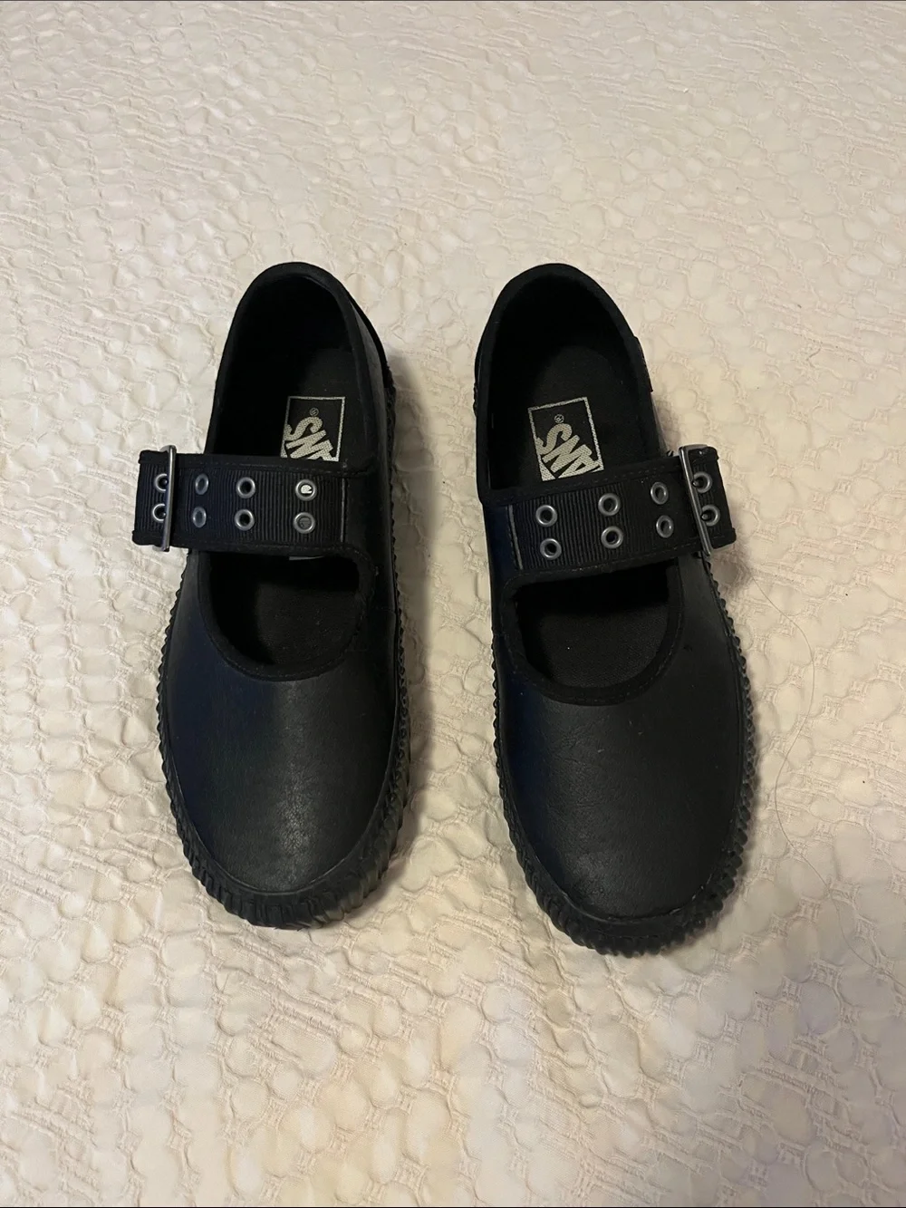 Vans Women’s Black Chunky Platform Creeper Mary Jane Buckle Strap Shoes Sz W7 M5